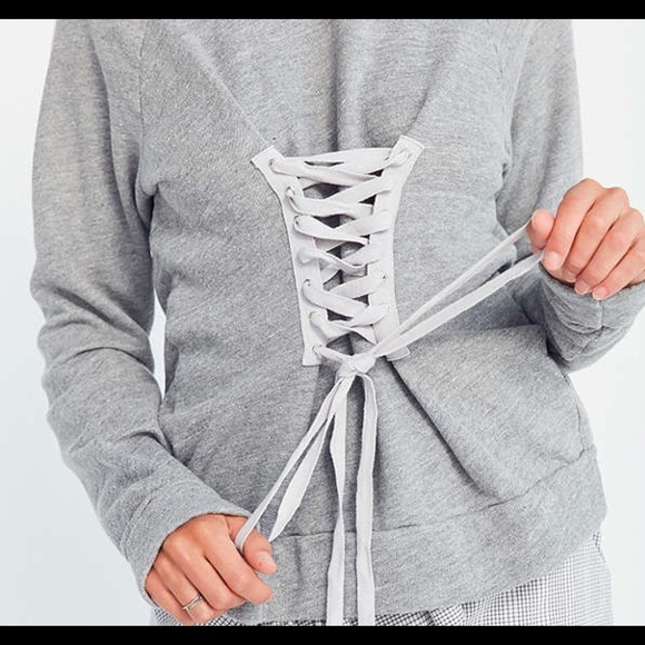 NWT Truly Madly Deeply Corset Tie Sweatshirt M - Picture 4 of 4